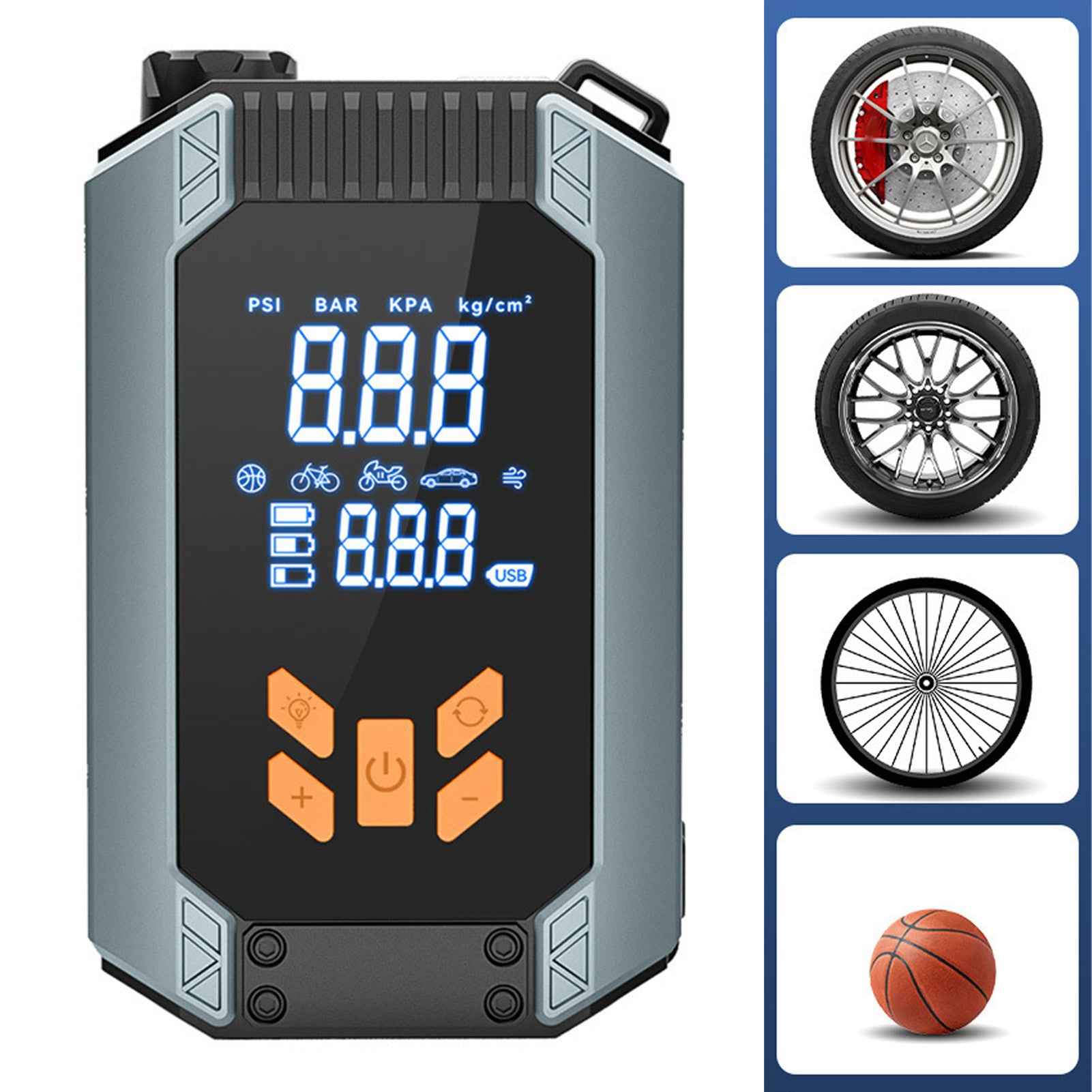 Cordless Tire Inflator 150PSI Auto Shutoff 6000mAh Electric Portable Car Tire Pump With Pressure Gauge LED Light For Motorcycle Bike Inflatable Ball